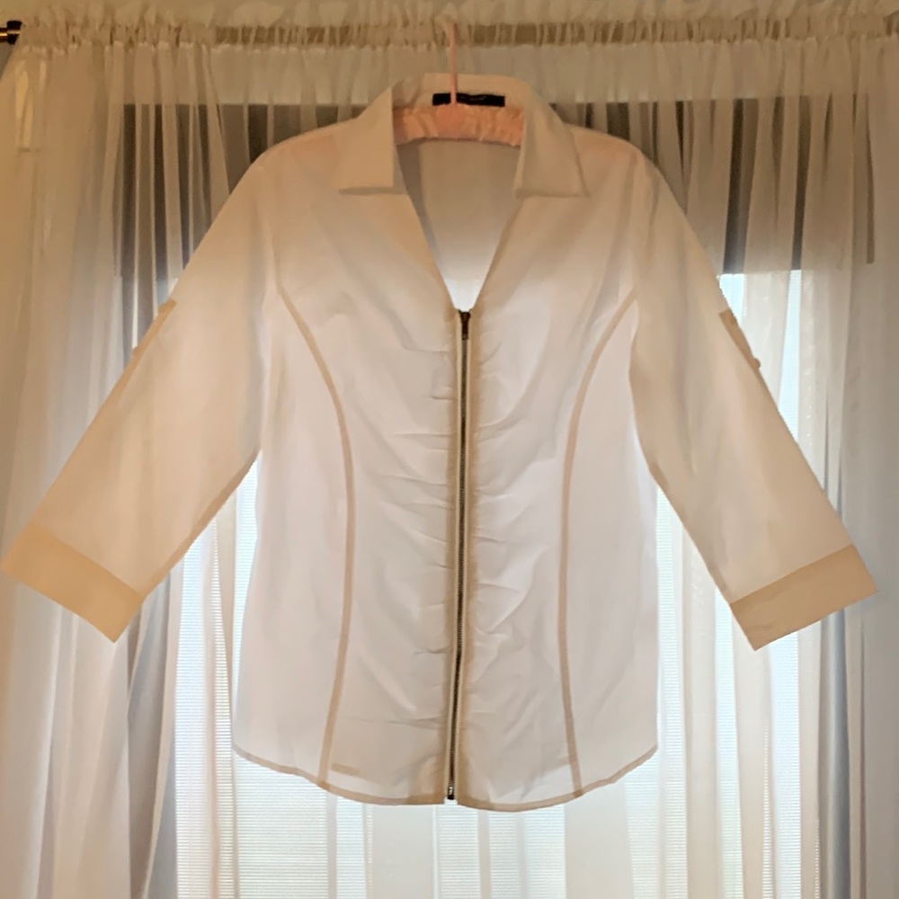 White shirt, Size L, zippered front…